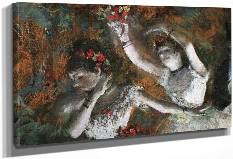 Detail Of Ballerinas From The Rehearsal By Edgar Degas Fine Art Print