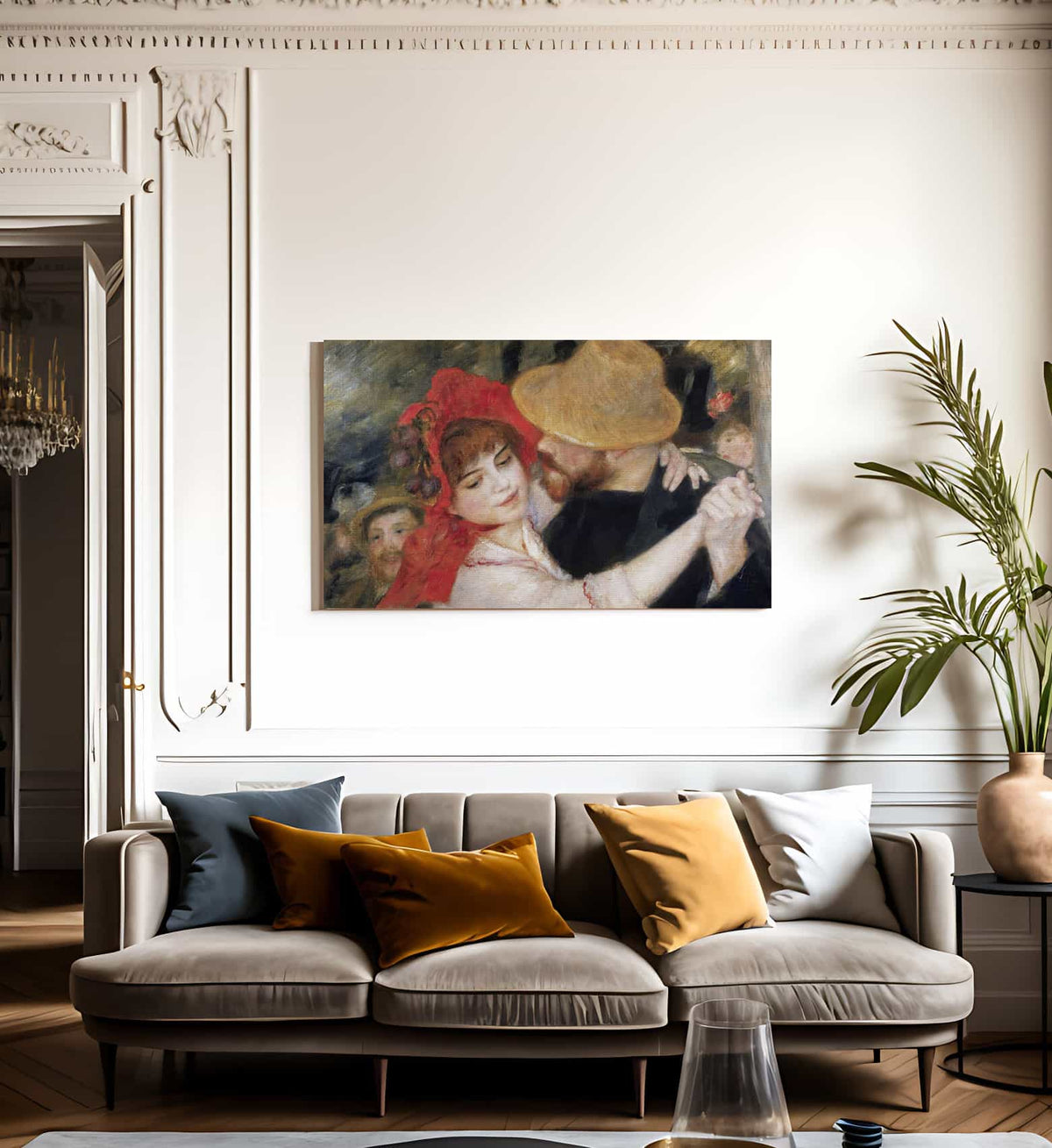 Detail Of Dancing Couple From Le Bal A Bougival 1 By Pierre Auguste Renoir Fine Art Print