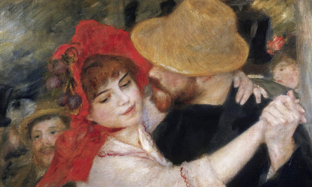 Detail Of Dancing Couple From Le Bal A Bougival By Pierre Auguste Renoir Fine Art Print