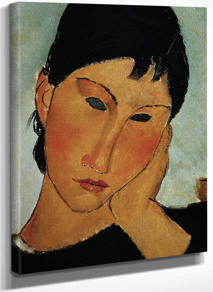 Detail Of Female Head From Elvira Resting At A Table By Amedeo Modigliani Fine Art Print