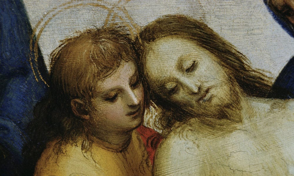 Detail Of Jesus And Saint Nicodemus From Pieta By Raphael Fine Art Print
