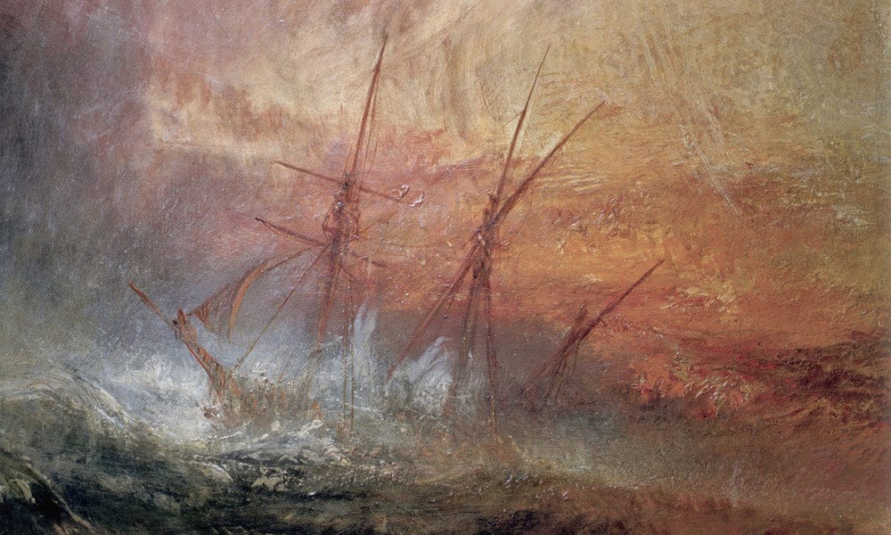 Detail Of Sailing Ship From The Slave Ship By Joseph Mallord William Turner Fine Art Print