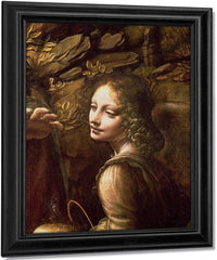 Detail Of The Angel From The Virgin Of The Rocks (The Virgin With The Infant St. John Adoring The Infant Christ Accompanied By An Angel) By Leonardo Da Vinci Fine Art Print
