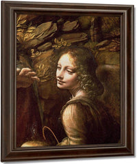 Detail Of The Angel From The Virgin Of The Rocks (The Virgin With The Infant St. John Adoring The Infant Christ Accompanied By An Angel) By Leonardo Da Vinci Fine Art Print