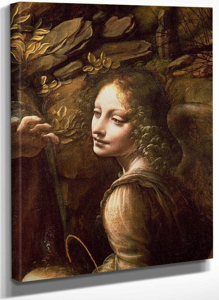 Detail Of The Angel From The Virgin Of The Rocks (The Virgin With The Infant St. John Adoring The Infant Christ Accompanied By An Angel) By Leonardo Da Vinci Fine Art Print