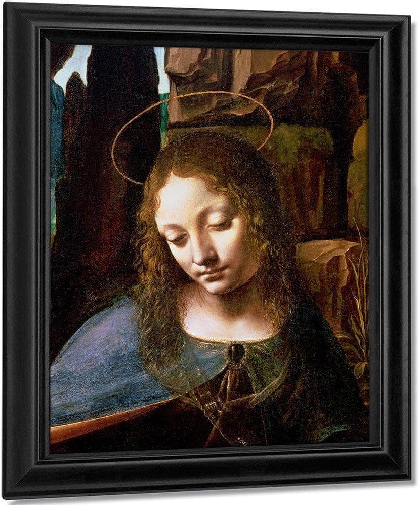 Detail Of The Head Of The Virgin From The Virgin Of The Rocks (The Virgin With The Infant Saint John Adoring The Infant Christ Accompanied By An Angel) By Leonardo Da Vinci Fine Art Print