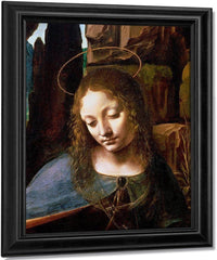 Detail Of The Head Of The Virgin From The Virgin Of The Rocks (The Virgin With The Infant Saint John Adoring The Infant Christ Accompanied By An Angel) By Leonardo Da Vinci Fine Art Print