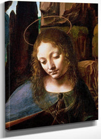 Detail Of The Head Of The Virgin From The Virgin Of The Rocks (The Virgin With The Infant Saint John Adoring The Infant Christ Accompanied By An Angel) By Leonardo Da Vinci Fine Art Print