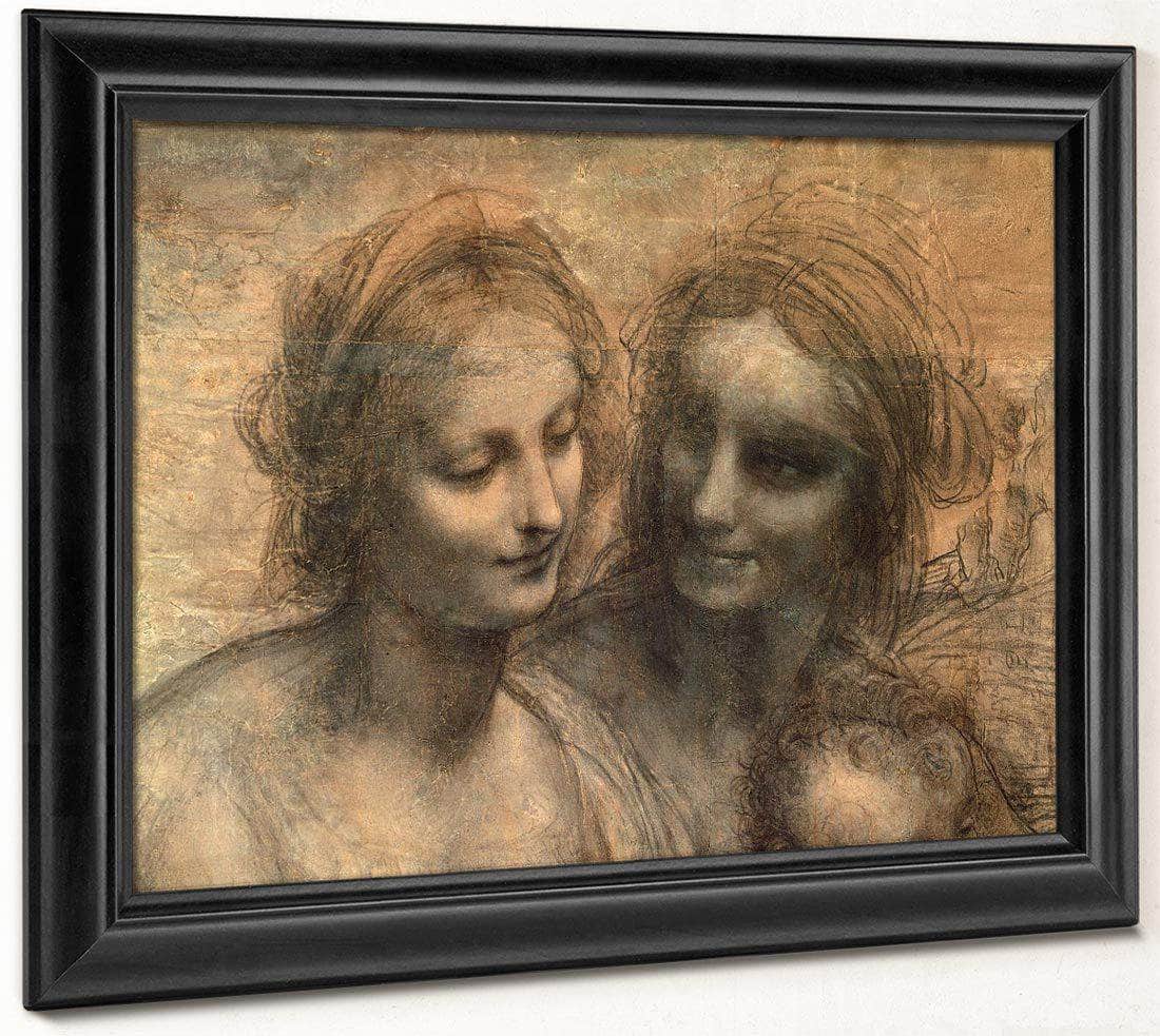Detail Of The Heads Of The Virgin And St. Anne From The Virgin And Child With Ss. Anne And John The Baptist By Leonardo Da Vinci Fine Art Print