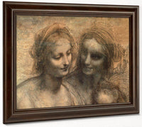 Detail Of The Heads Of The Virgin And St. Anne From The Virgin And Child With Ss. Anne And John The Baptist By Leonardo Da Vinci Fine Art Print