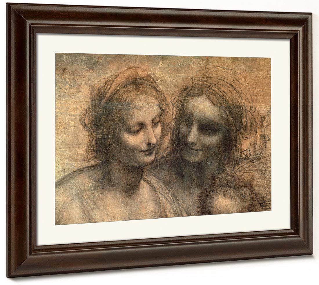 Detail Of The Heads Of The Virgin And St. Anne From The Virgin And Child With Ss. Anne And John The Baptist By Leonardo Da Vinci Fine Art Print