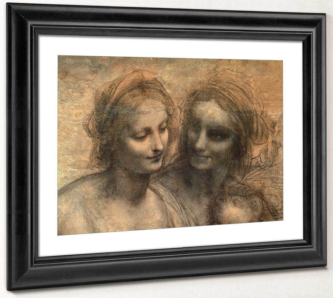 Detail Of The Heads Of The Virgin And St. Anne From The Virgin And Child With Ss. Anne And John The Baptist By Leonardo Da Vinci Fine Art Print