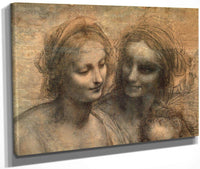 Detail Of The Heads Of The Virgin And St. Anne From The Virgin And Child With Ss. Anne And John The Baptist By Leonardo Da Vinci Fine Art Print