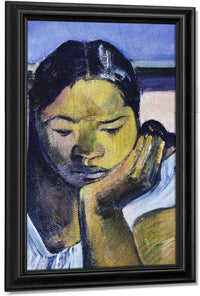 Detail Of Woman From Te Faaturuma By Eugene Henri Paul Gauguin Fine Art Print