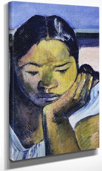 Detail Of Woman From Te Faaturuma By Eugene Henri Paul Gauguin Fine Art Print