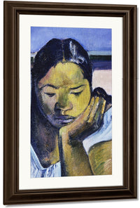 Detail Of Woman From Te Faaturuma By Eugene Henri Paul Gauguin Fine Art Print