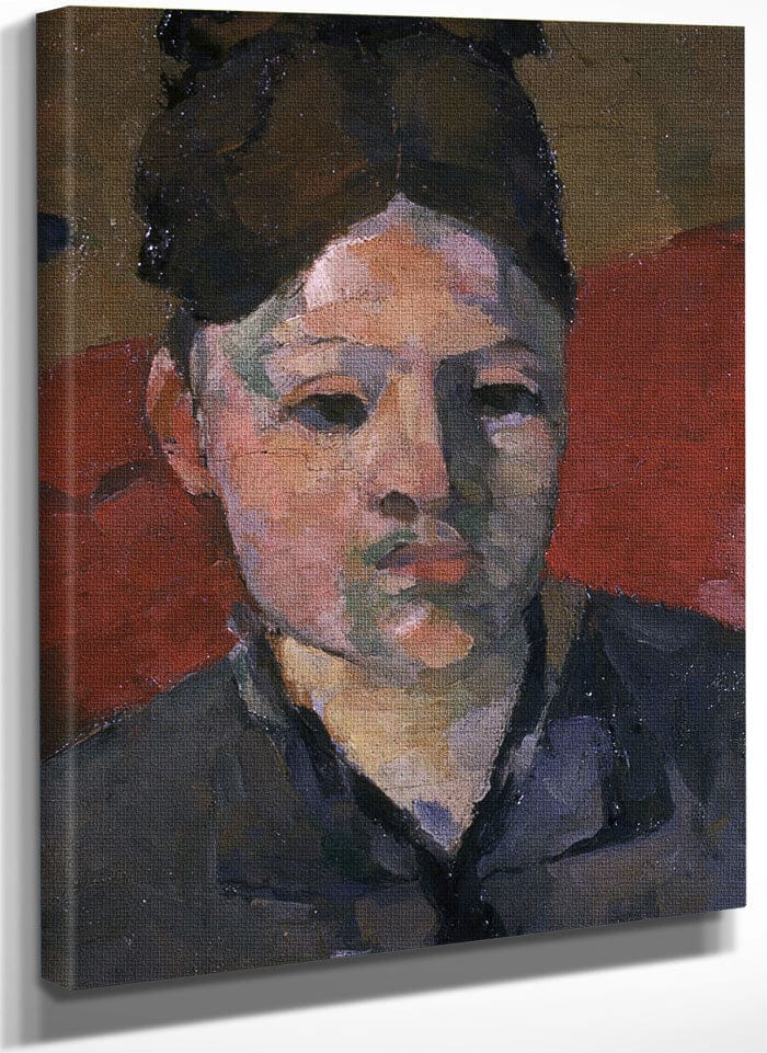 Detail Of Woman's Head From The Artist's Wife In A Red Armchair By Paul Cezanne Fine Art Print