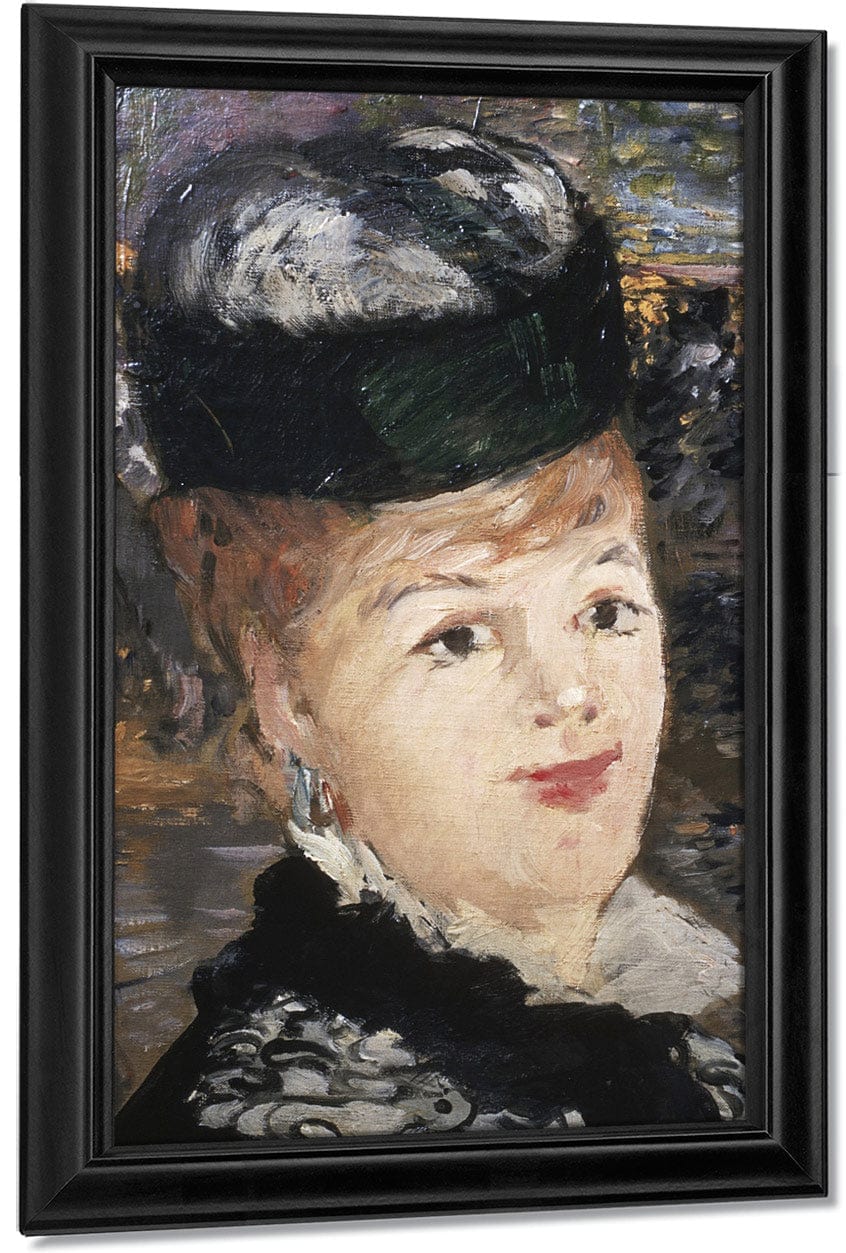 Detail Showing Woman's Face From Skating By Edouard Manet Fine Art Print