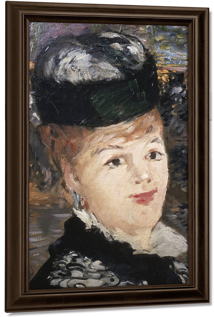 Detail Showing Woman's Face From Skating By Edouard Manet Fine Art Print