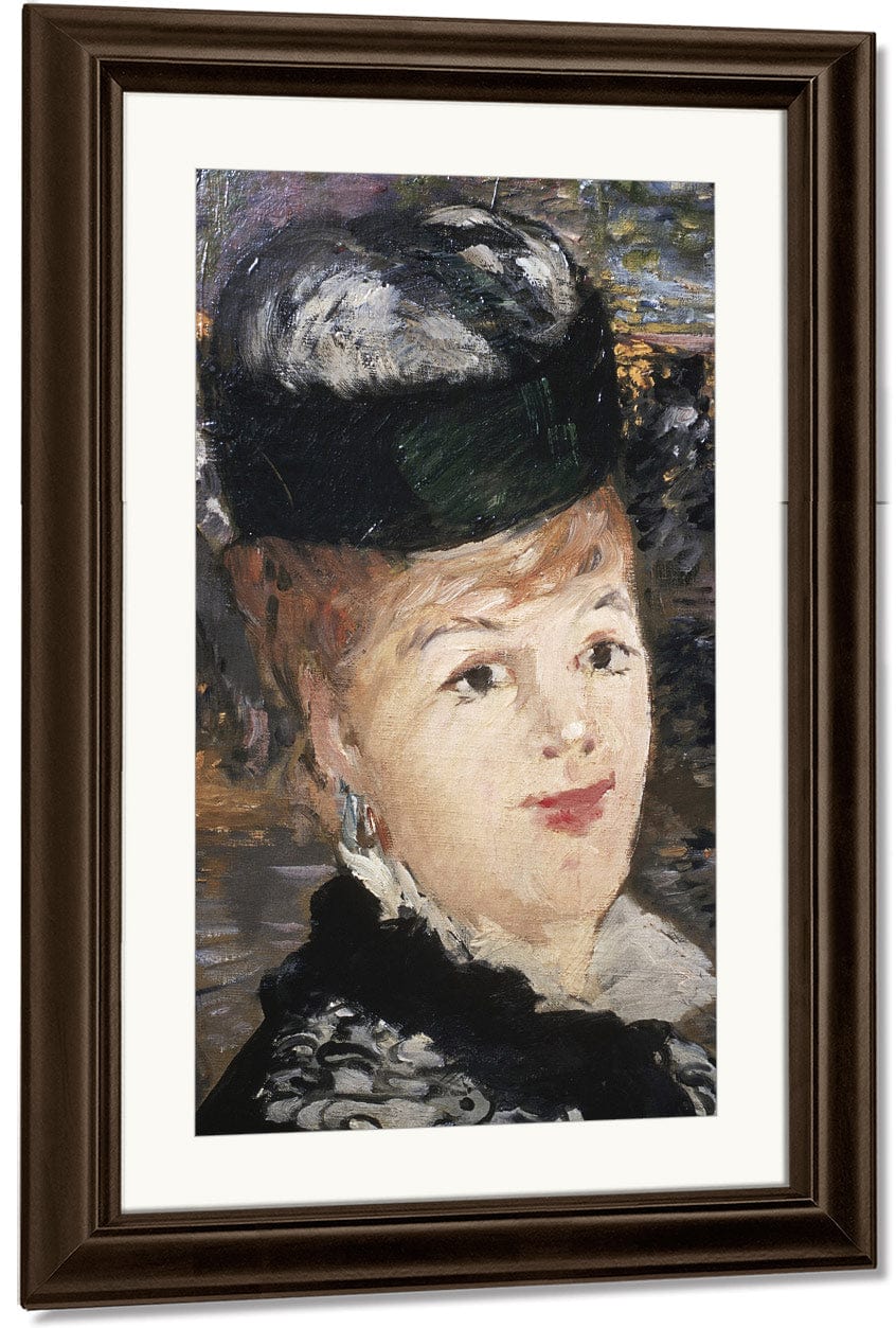 Detail Showing Woman's Face From Skating By Edouard Manet Fine Art Print