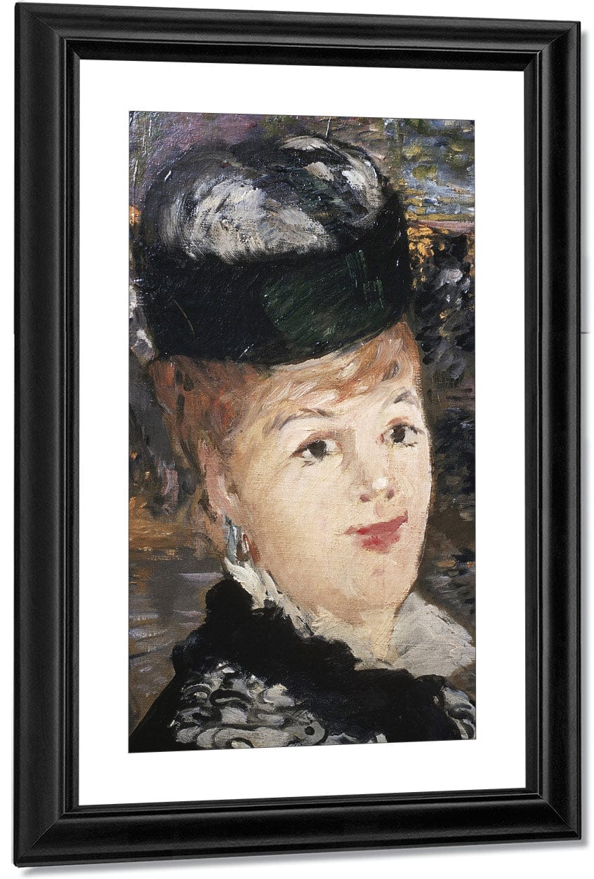Detail Showing Woman's Face From Skating By Edouard Manet Fine Art Print