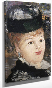 Detail Showing Woman's Face From Skating By Edouard Manet Fine Art Print