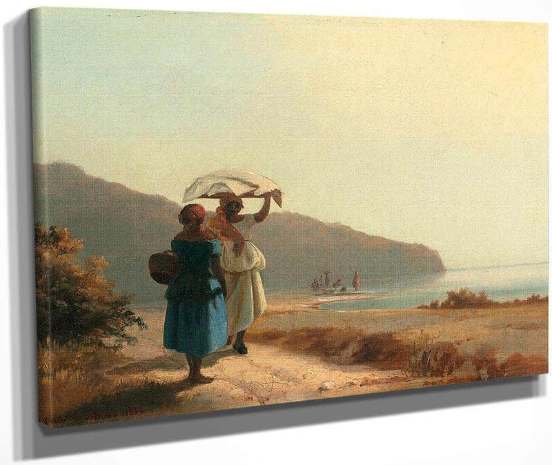 Deux Femmes Causant Au Bord De La Mer Saint Thomas By Camille Pissarro Fine Art Print