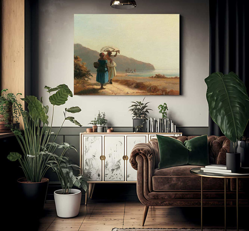 Deux Femmes Causant Au Bord De La Mer Saint Thomas By Camille Pissarro Fine Art Print