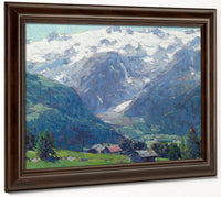 Distant Glaciers And High Country Huts By  Edgar Payne Fine Art Print