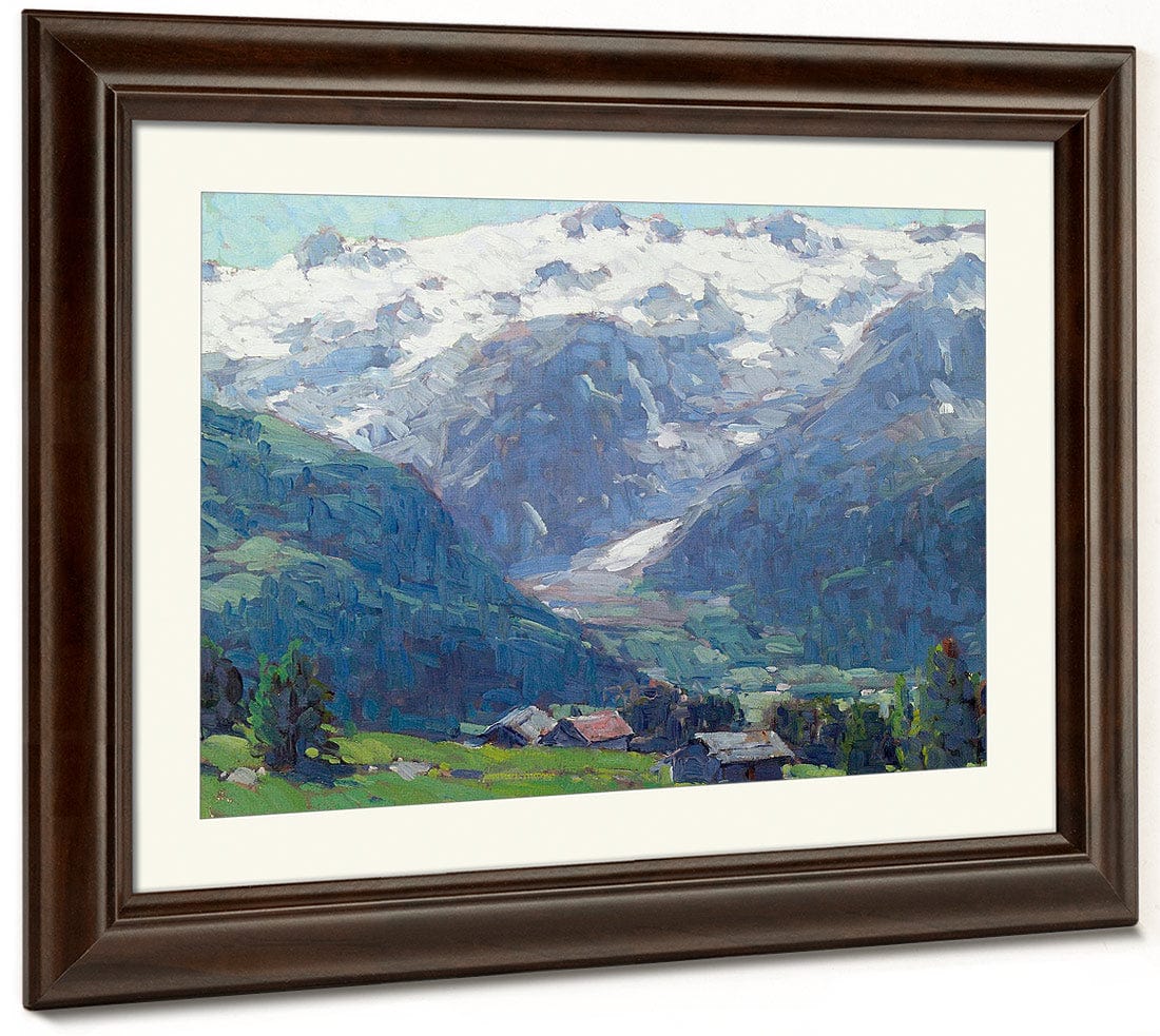 Distant Glaciers And High Country Huts By  Edgar Payne Fine Art Print