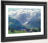 Distant Glaciers And High Country Huts By  Edgar Payne Fine Art Print