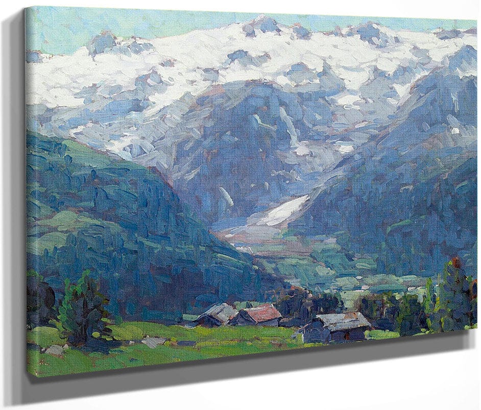 Distant Glaciers And High Country Huts By  Edgar Payne Fine Art Print