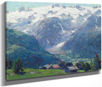 Distant Glaciers And High Country Huts By  Edgar Payne Fine Art Print