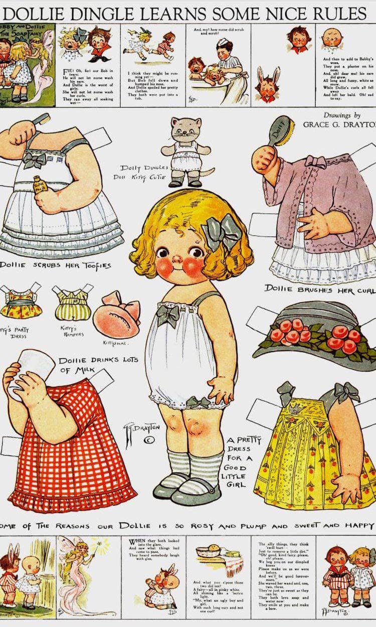 Dolly Dingle Paperdoll 3 By Grace G Drayton Fine Art Print