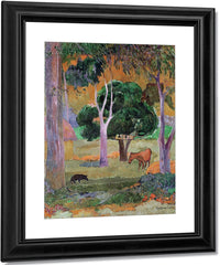 Dominican Landscape Or, Landscape With A Pig And Horse By Eugene Henri Paul Gauguin Fine Art Print