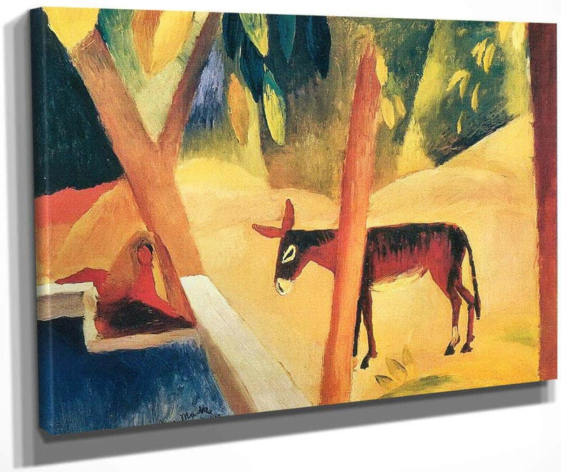 Donkey In A Palm Grove By August Macke Fine Art Print