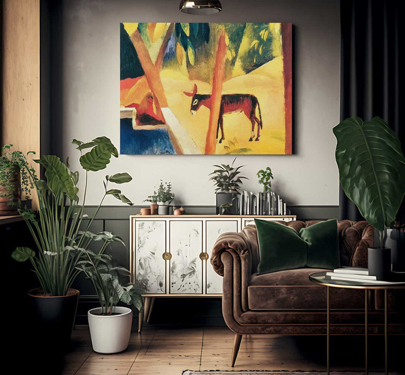 Donkey In A Palm Grove By August Macke Fine Art Print