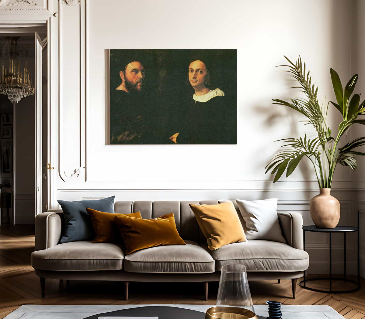 Double Portrait Of Andrea Navgero And Agostino Beazzano By Raphael Fine Art Print