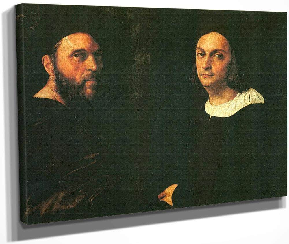 Double Portrait Of Andrea Navgero And Agostino Beazzano By Raphael Fine Art Print