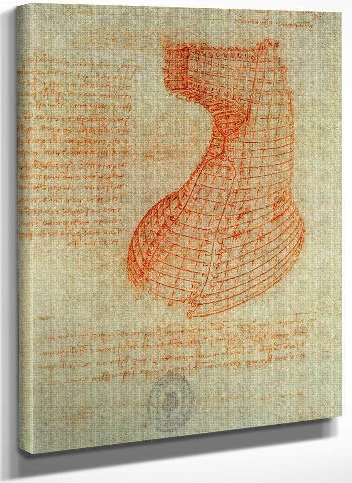 Drawing Of The Ironwork Casting Mould For The Head Of The Sforza Horse Fol. 57 (Recto) From The Codex Madrid I By Leonardo Da Vinci Fine Art Print