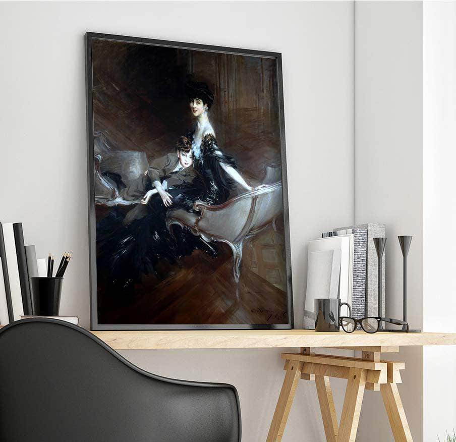 Duchess Of Marlborough & Her Son Painting Giovanni Boildini Canvas Art Fine Art Print