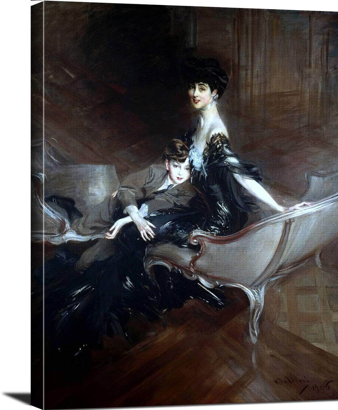 Duchess Of Marlborough & Her Son Painting Giovanni Boildini Canvas Art Fine Art Print