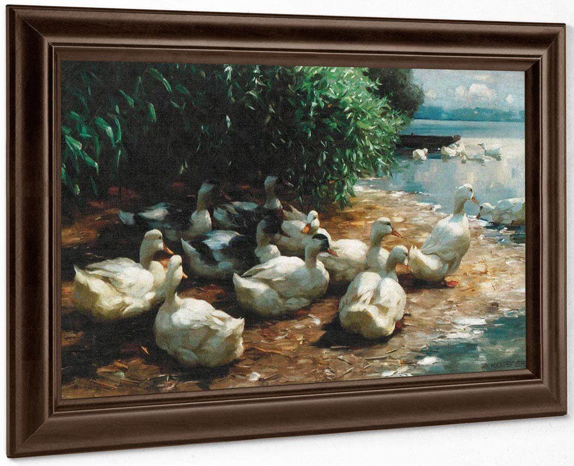 Ducks At Lakeshore By Alexander Koester Fine Art Print