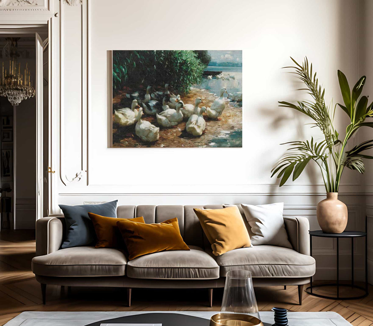 Ducks At Lakeshore By Alexander Koester Fine Art Print