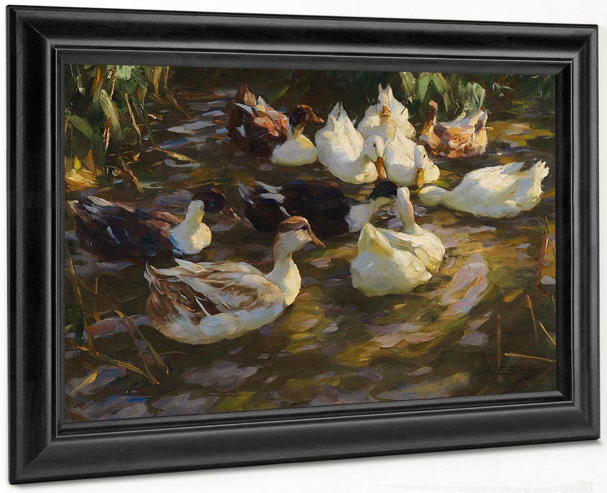 Ducks In The Pond By Alexander Koester Fine Art Print