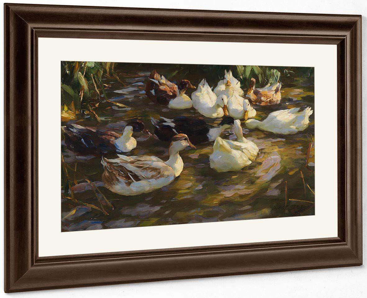 Ducks In The Pond By Alexander Koester Fine Art Print