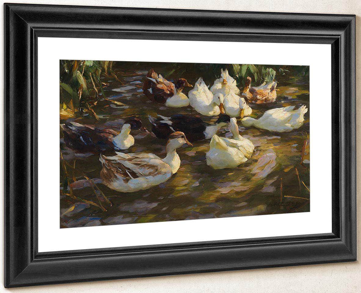 Ducks In The Pond By Alexander Koester Fine Art Print