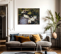 Ducks On A Reed Pond By Alexander Koester Fine Art Print