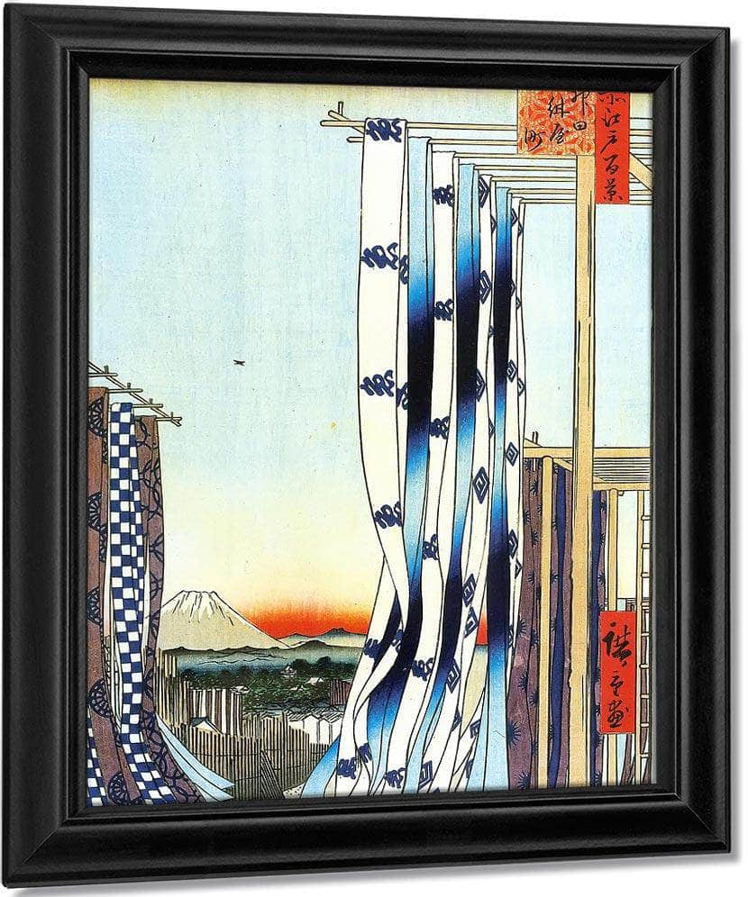 Dyed Cloth Hanging To Dry By Hiroshige Fine Art Print