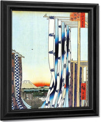 Dyed Cloth Hanging To Dry By Hiroshige Fine Art Print